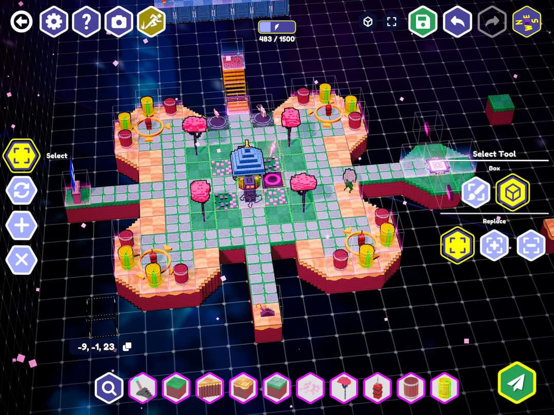 A student-built world in the SuperCode world builder